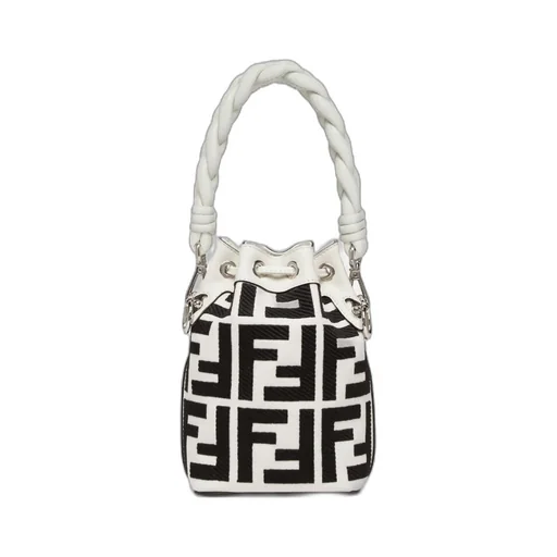 Black And White Canvas Mini-Bag With Ff Embroidery