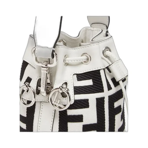Black And White Canvas Mini-Bag With Ff Embroidery