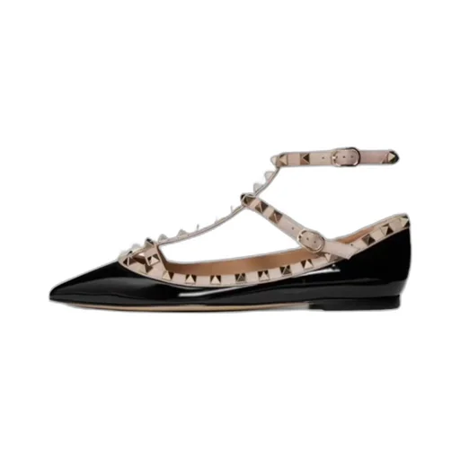 Valentino Garavani Rockstud Pointed Toe Ballerina Shoes