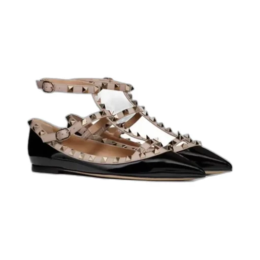 Valentino Garavani Rockstud Pointed Toe Ballerina Shoes