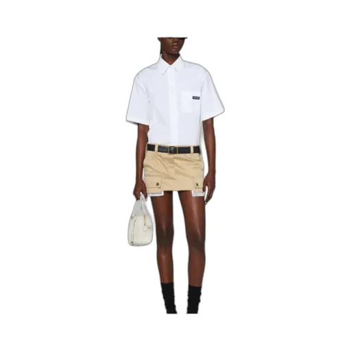 Miu Miu Chino Logo Detailed Mini Skirt