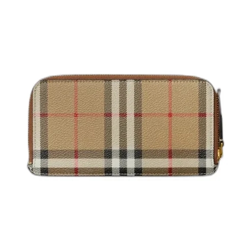 Burberry Checked All-Around Zip-Up Wallet
