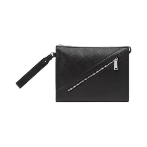 Fendi Shadow Diagonal Zipped Clutch Bag