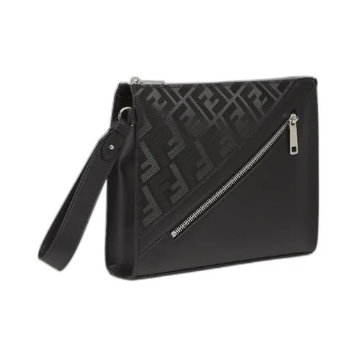Fendi Shadow Diagonal Zipped Clutch Bag