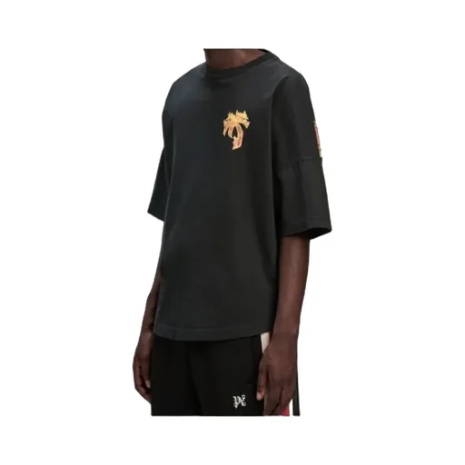 Palm Angels Burning Palm Printed Crewneck T-Shirt