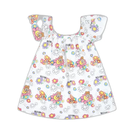 Moschino Kids Teddy Bear Floral Printed Dress