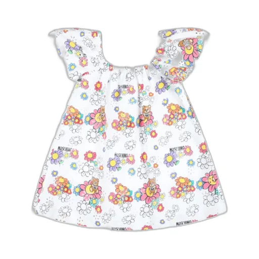 Moschino Kids Teddy Bear Floral Printed Dress
