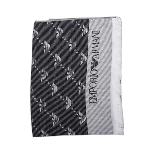 Emporio Armani Logo Jacquard Frayed Edge Scarf