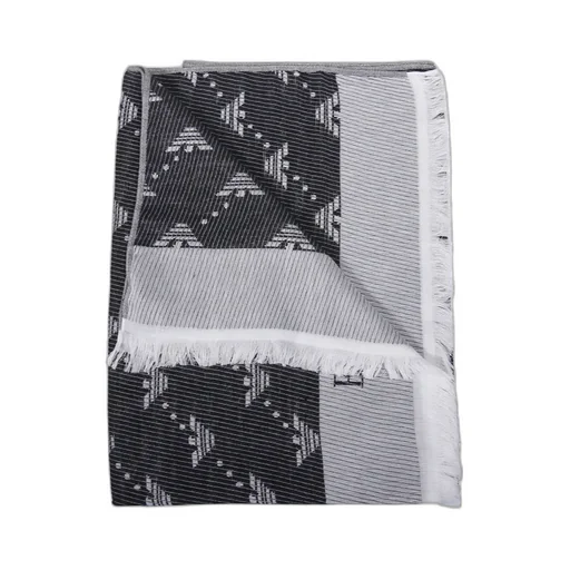 Emporio Armani Logo Jacquard Frayed Edge Scarf