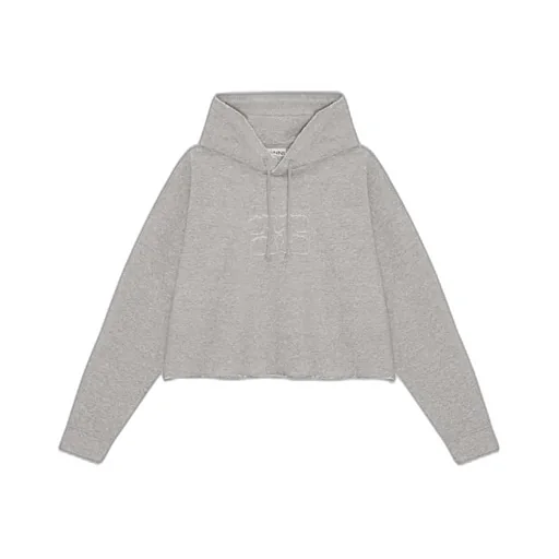 Ganni Logo Embroidered Drawstring Cropped Hoodie