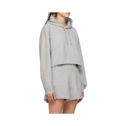 Ganni Logo Embroidered Drawstring Cropped Hoodie