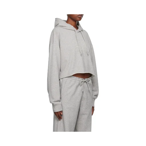 Ganni Logo Embroidered Drawstring Cropped Hoodie
