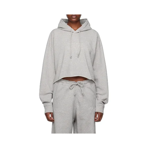 Ganni Logo Embroidered Drawstring Cropped Hoodie