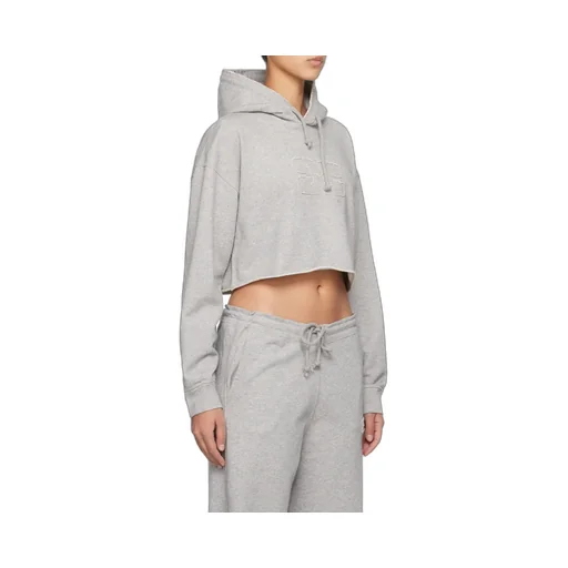 Ganni Logo Embroidered Drawstring Cropped Hoodie