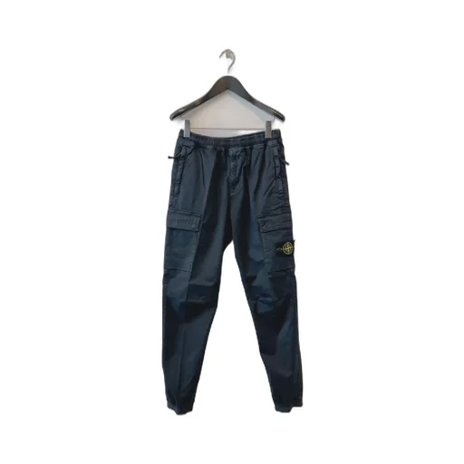 Stone Island Logo Patch Tapered Cargo Trousers