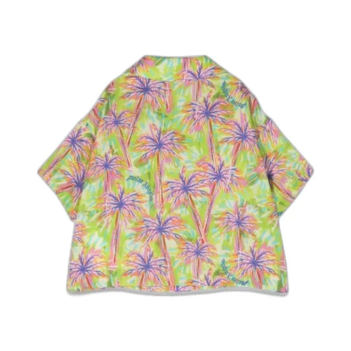 Palm Tree-Print Short-Sleeve Bowling Shirt