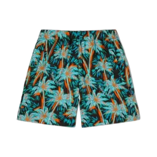 Palm Tree-Print Cotton Shorts