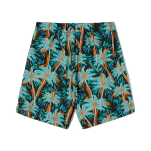 Palm Tree-Print Cotton Shorts