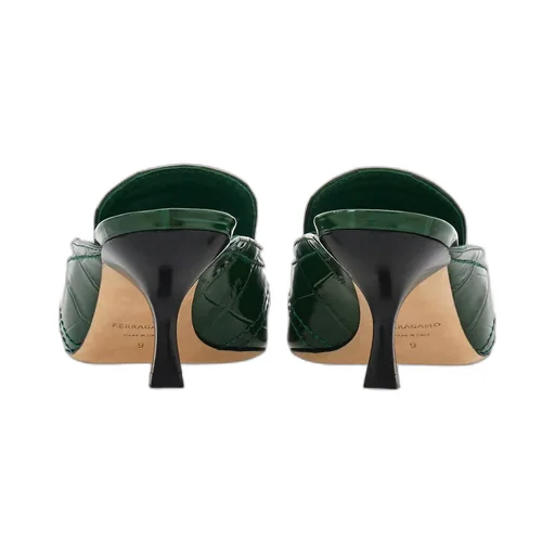 Salvatore Ferragamo Embossed Round-Toe Mules