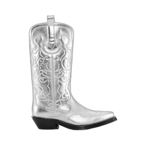 Ganni Mid Shaft Embroidered Western Boots