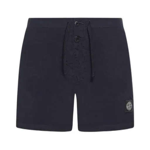 Stone Island Logo Patch Mid-Rise Swim Shorts