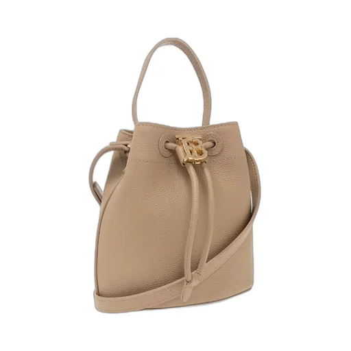 Burberry Logo Plaque Drawstring Bucket Bag