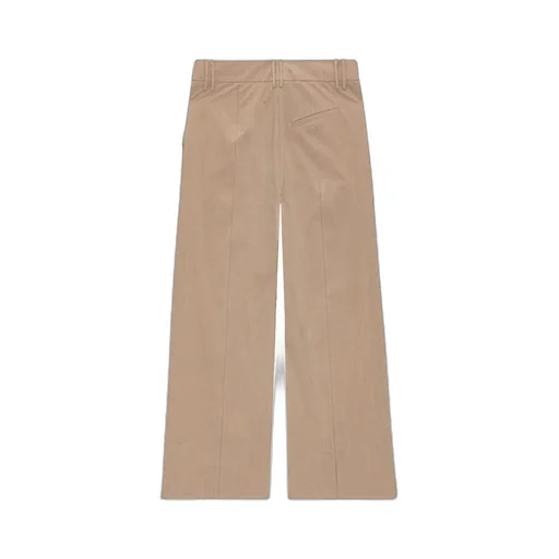 Beige Drapey Melange Cropped Trousers