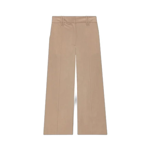 Beige Drapey Melange Cropped Trousers