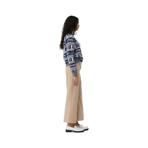 Beige Drapey Melange Cropped Trousers