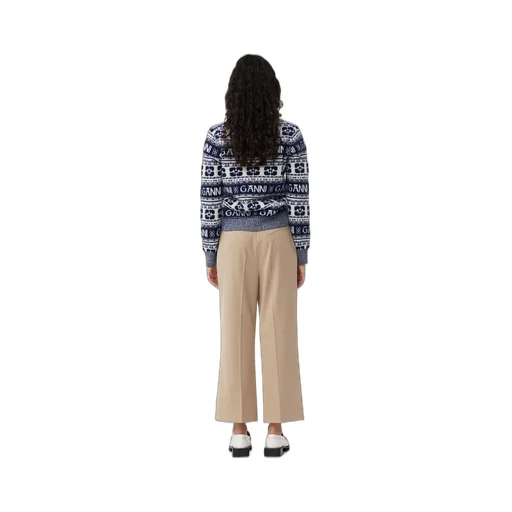 Beige Drapey Melange Cropped Trousers