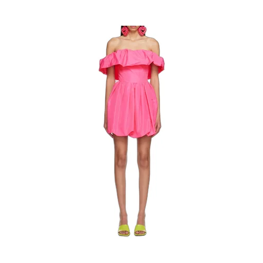 Msgm Ruffle Detailed Off Shoulder Dress