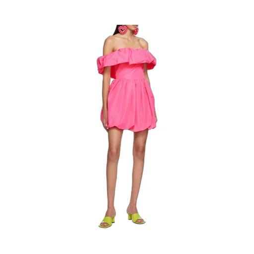 Msgm Ruffle Detailed Off Shoulder Dress