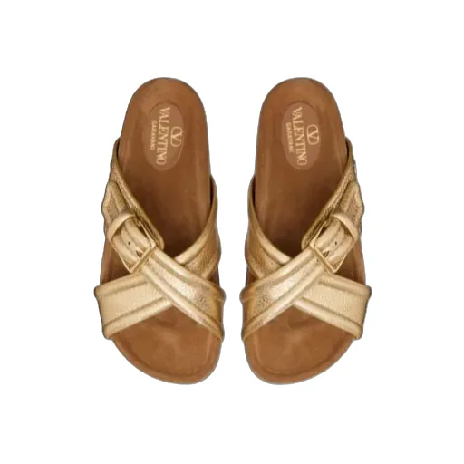Valentino Crossover-Strap Open Toe Slides