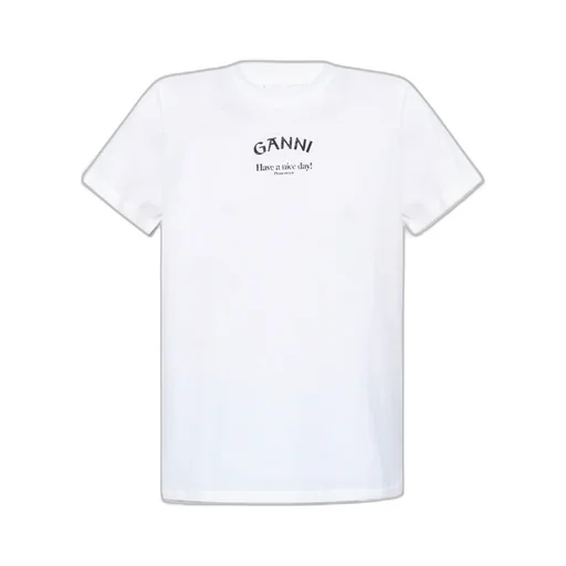 Ganni Logo Printed Crewneck T-Shirt