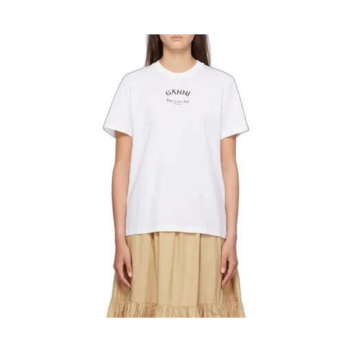 Ganni Logo Printed Crewneck T-Shirt