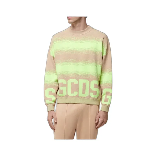 Gcds Logo Intarsia Striped Knit Sweater