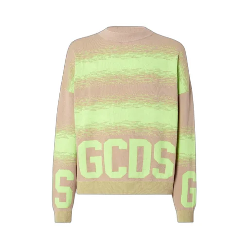 Gcds Logo Intarsia Striped Knit Sweater