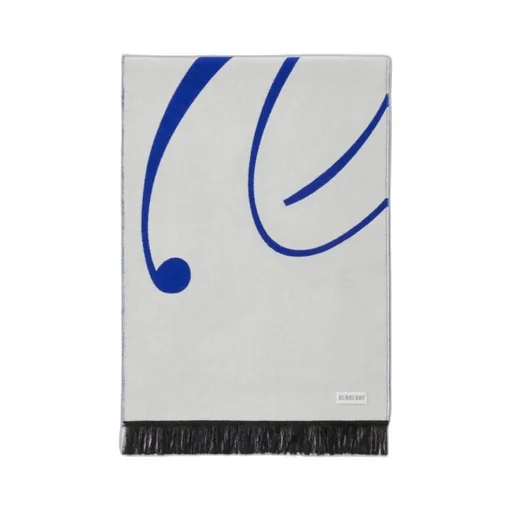 Burberry Logo Intarsia-Knit Fringe-Edged Scarf