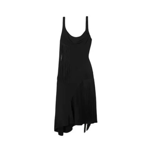 Asymmetric Fringed Mid-Length Dress