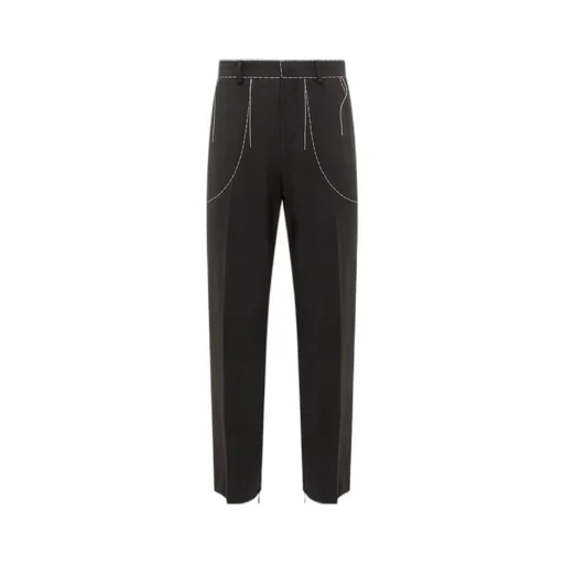 Off-White Contrasting Line Straight Leg Trousers