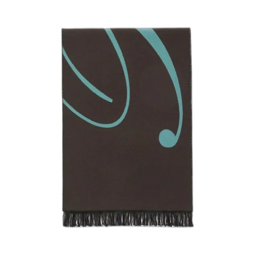 Burberry Intarsia-Knit Logo Fringe-Detailed Scarf