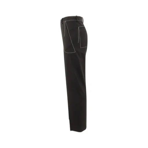 Off-White Contrasting Line Straight Leg Trousers