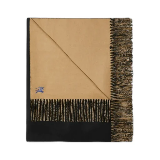 Burberry Equestrian Knight-Motif Fringed Banket