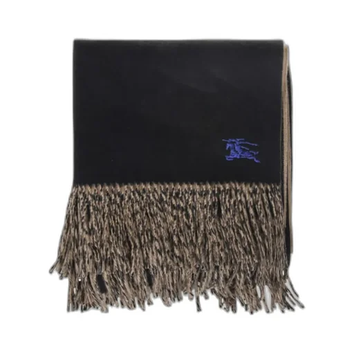 Burberry Equestrian Knight-Motif Fringed Banket