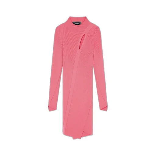 Ribbed-Knit Slashed Minidress