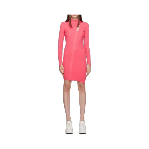 Ribbed-Knit Slashed Minidress