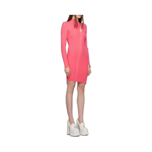 Ribbed-Knit Slashed Minidress