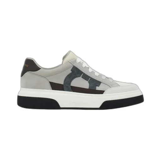 Salvatore Ferragamo Gancini-Embroidered Lace-Up Sneakers