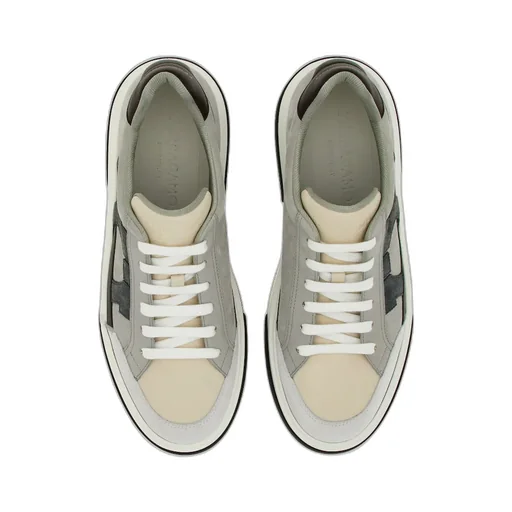 Salvatore Ferragamo Gancini-Embroidered Lace-Up Sneakers