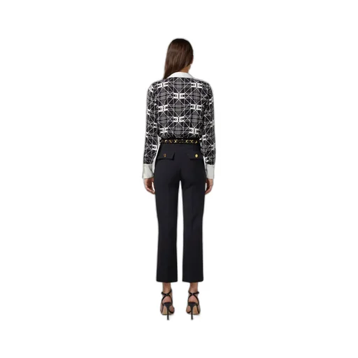 Elisabetta Franchi Allover Logo Printed V-Neck Bodysuit